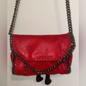 Stella McCartney Red Falabella Mini Crossbody with Gunmetal Chain Trim